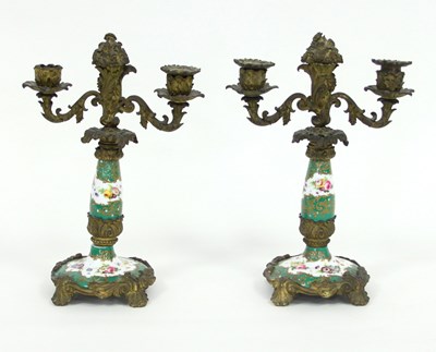 Lot 344 - A pair of French porcelain and ormolu...