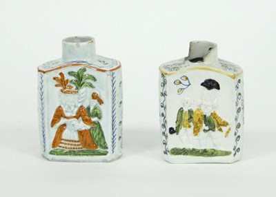 Lot 350 - Two Portobello prattware tea caddies with...