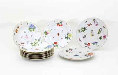 Lot 361 - A set of ten Herend fruit plates decorated...