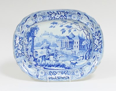 Lot 378 - A Staffordshire blue and white dish, transfer...