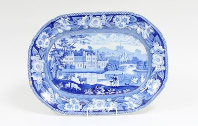 Lot 379 - A Staffordshire blue and white dish transfer...