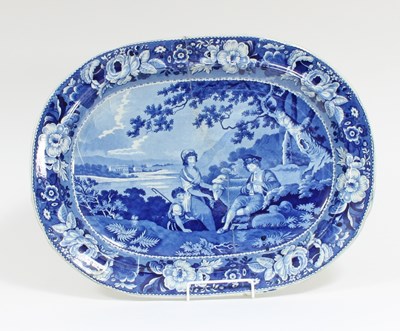 Lot 380 - A Longport blue and white dish transfer...