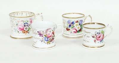 Lot 385 - Four large Coalport mugs, mid to late 19th...