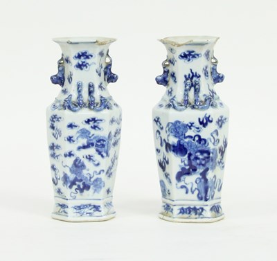 Lot 405 - A pair of Chinese octagonal vases, Kangxi...