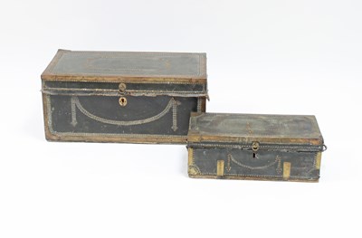 Lot 406 - A Cantonese export trunk, leather covered and...