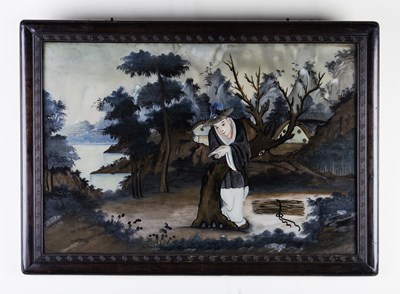 Lot 407 - A 19th Century Chinese reverse glass painting...