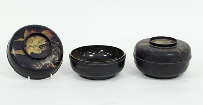 Lot 409 - A pair of Japanese circular lacquer boxes and...