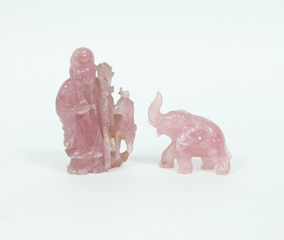 Lot 421 - A rose quartz figure of Buddha, 16.5cm high...