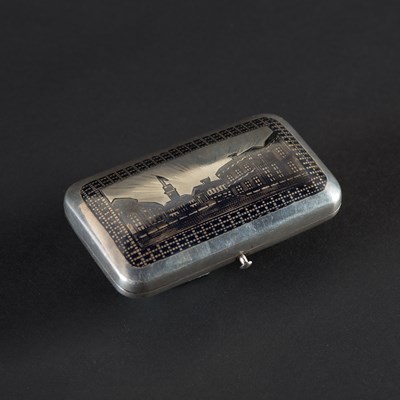 Lot 438 - A Russian silver niello cheroot case, 1867,...