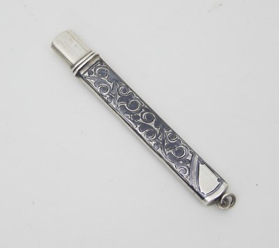 Lot 443 - A Russian silver niello pencil pendant