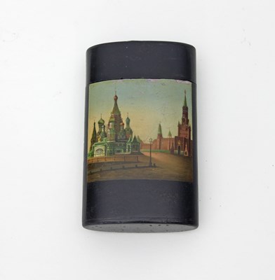 Lot 458 - A Russian lacquer cheroot holder, Lukutin,...