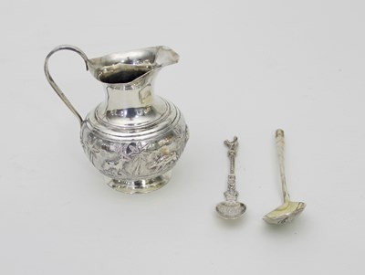 Lot 466 - A Russian silver gilt spoon with scroll...