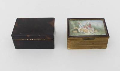 Lot 481 - A tortoiseshell rectangular box with gilt...