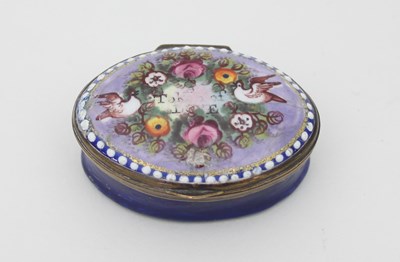 Lot 483 - An early 19th Century oval blue enamel patch...