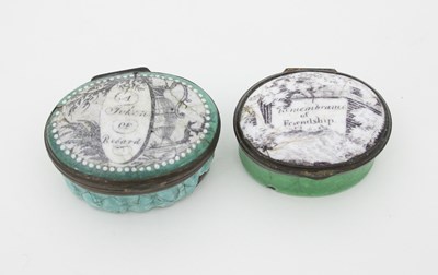 Lot 489 - Two Bilston enamel patch boxes, late 18th...