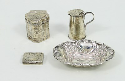 Lot 506 - A silver miniature jug with pierced cover,...