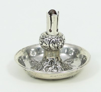 Lot 528 - A miniature or toy silver rushlight holder,...