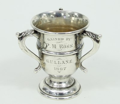 Lot 530 - A miniature silver trophy of tyg form, Walker...