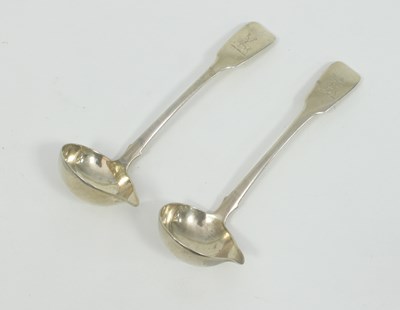 Lot 542 - A pair of Irish silver sauce ladles, Joshua...