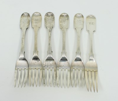 Lot 545 - Five Irish silver forks, Peter Walsh for Grays,...