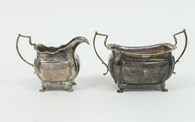 Lot 553 - An Irish silver sugar basin and cream jug,...