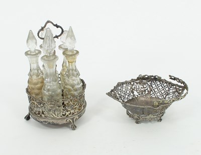 Lot 584 - A Victorian silver cruet stand, W C, London...