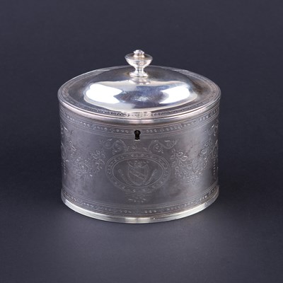 Lot 590 - A George III silver tea caddy, Peter and Anne...