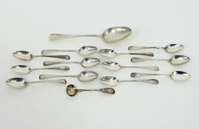 Lot 627 - A set of six George III silver teaspoons,...