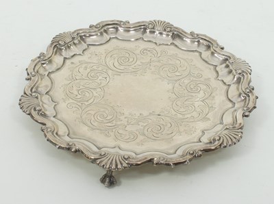 Lot 641 - A Victorian silver card waiter, Charles...