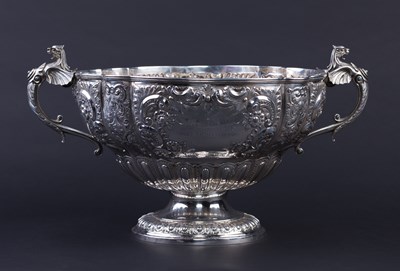 Lot 656 - A Victorian silver trophy punch bowl, Samuel...