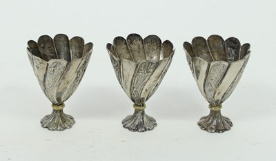 Lot 665 - Three Turkish silver zarfs, late 19th/early...