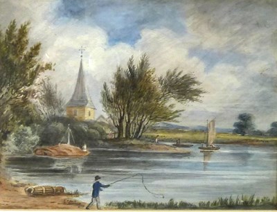 Lot 741 - English 19th Century School/Fishing on a River...