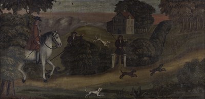 Lot 818 - 18th Century Naive School/Huntsman and Hounds...