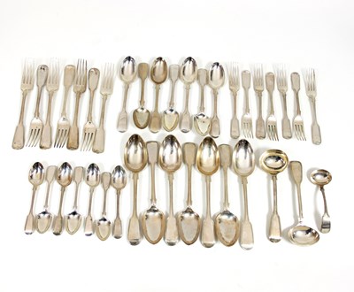 Lot 17 - A collection of silver cutlery, fiddle and...