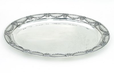 Lot 24 - An oval silver tray, Charles Stuart Harris &...