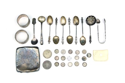 Lot 36 - Five silver apostle teaspoons, a sifter spoon...