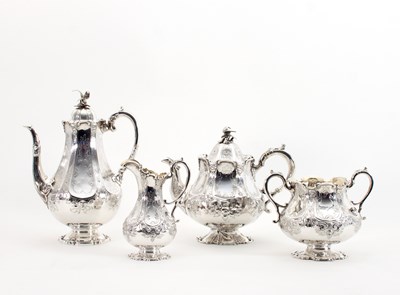 Lot 48 - A Victorian four-piece silver tea set, the...