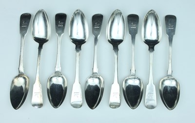 Lot 54 - A set of six Irish silver table spoons, T...