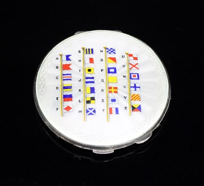 Lot 77 - Naval interest: a silver and enamel compact,...