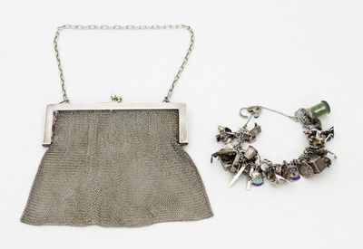 Lot 92 - A silver chain link evening bag, London 1926,...