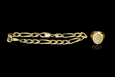 Lot 104 - A 9ct gold bracelet of flattened...