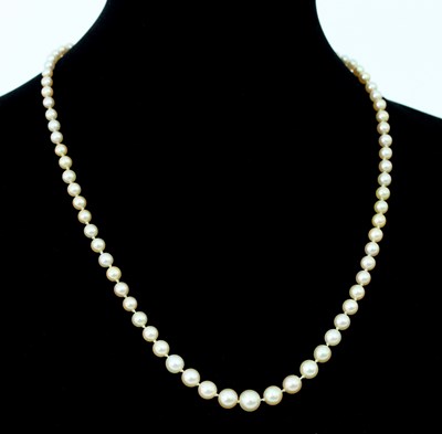 Lot 120 - A single row of graduated cultured pearls with...