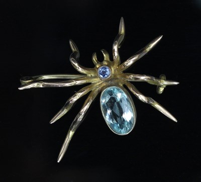 Lot 130 - A gem set spider brooch, 9ct gold, total...