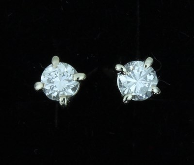 Lot 133 - A pair of diamond ear studs, set in 18ct gold,...