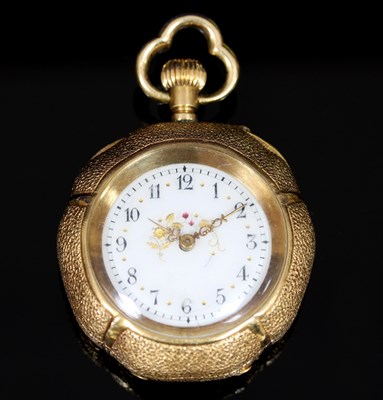 Lot 194 - A lady's 18ct gold and enamelled pocket watch,...