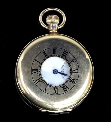 Lot 200 - A 9ct gold cased half-hunter pocket watch, the...