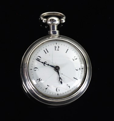 Lot 204 - A George II silver pair cased pocket watch,...