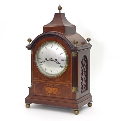 Lot 218 - An 19th Century bracket clock, the silvered...