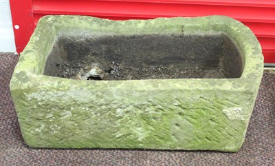 Lot 242 - A rectangular D-end stone trough, 68cm x 42cm