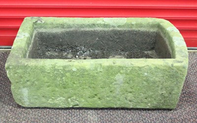 Lot 243 - A rectangular D-end stone trough, 66cm x 40cm